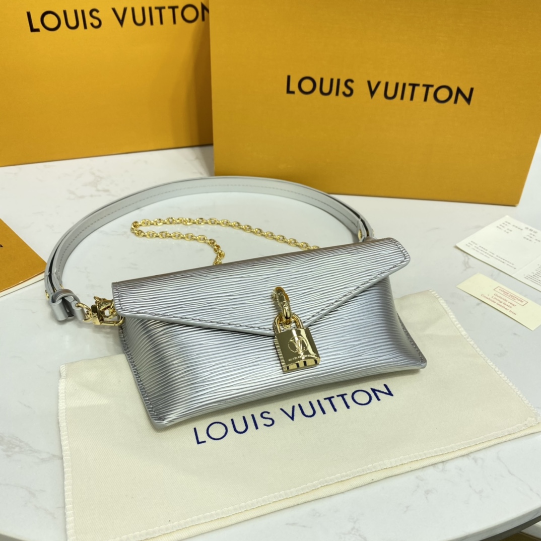 Louis Vuitton PADLOCK ON STRAP Handbag Epi Leather M80819 Silver